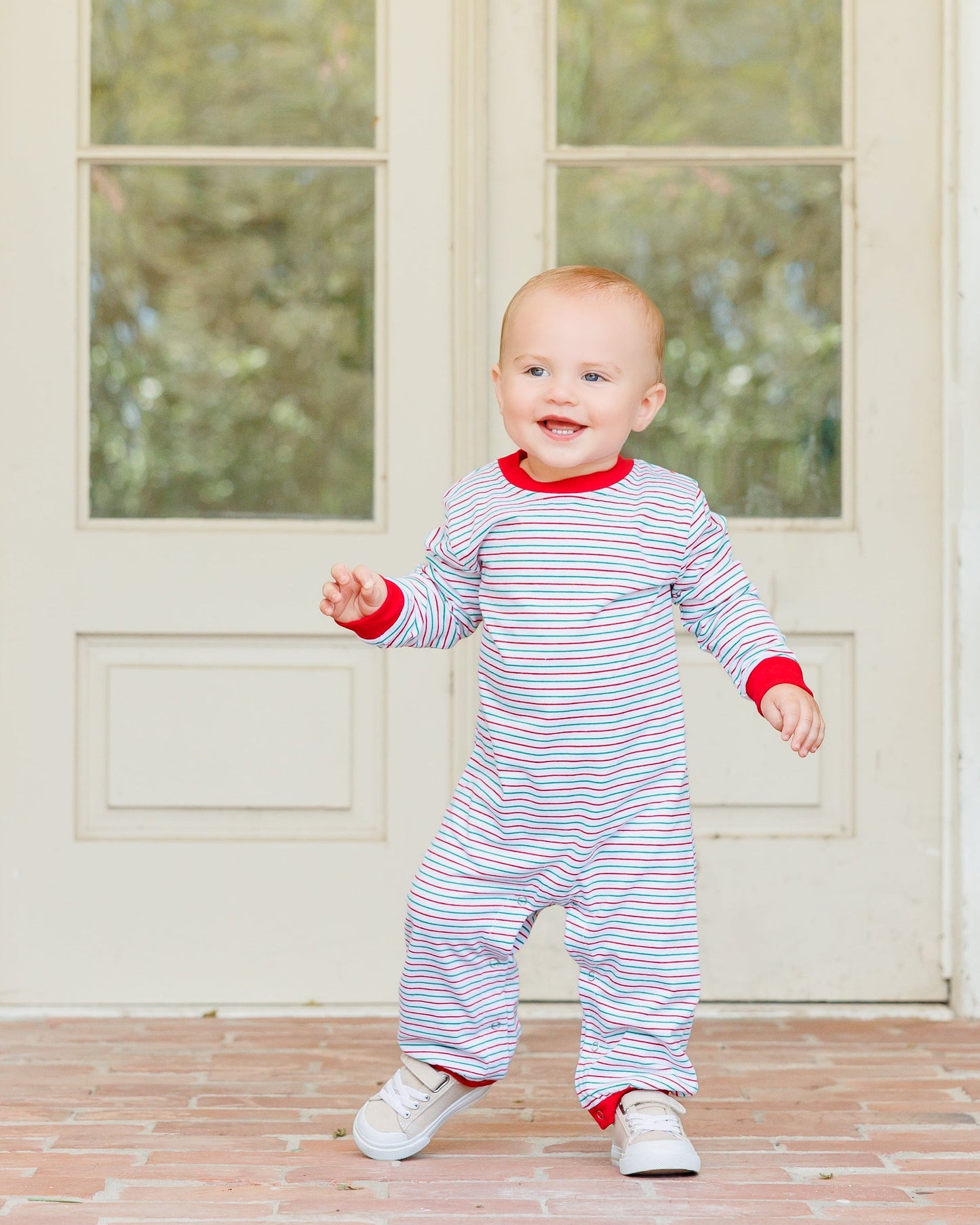 Christmas Candy Stripe Thomas Romper