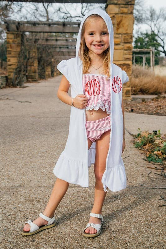 Girls Terry Cover Up -  Solid White