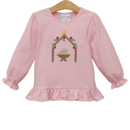 Away In A Manger Ruffle Top