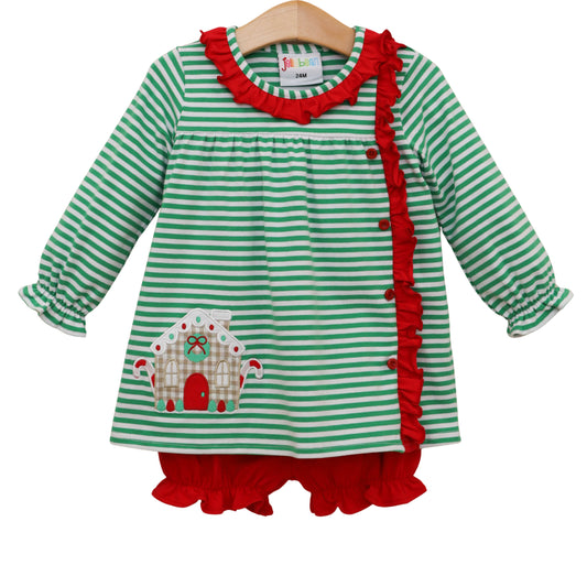 Christmas Cottage Ruffle Bloomer Set
